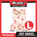 Pet Dress Strawberries With Green Buttons Dress DG-CTN121L (Large) Perfect Fit For Dogs And Cats, Pet Dress Clothes, Soft and Comfortable Pet Clothing