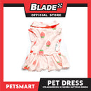 Pet Dress Strawberries With Green Buttons Dress DG-CTN121L (Large) Perfect Fit For Dogs And Cats, Pet Dress Clothes, Soft and Comfortable Pet Clothing