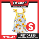Pet Dress Sunflower With Yellow Spaghetti Strap Dress DG-CTN122S (Small) Perfect Fit For Dogs And Cats, Pet Dress Clothes, Soft and Comfortable Pet Clothing