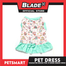 Pet Dress With Character Design Pink With Green Ribbon Dress DG-CTN119S (Small)