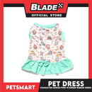 Pet Dress With Character Design Pink With Green Ribbon Dress DG-CTN119XL (Extra Large)