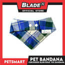 Pet Bandana Collar Scarf Checkered Blue Gray Tux Bandana DB-CTN32S (Small) Perfect Fit For Dogs And Cats, Breathable, Soft Lightweight, Fashionable Pet Bandana