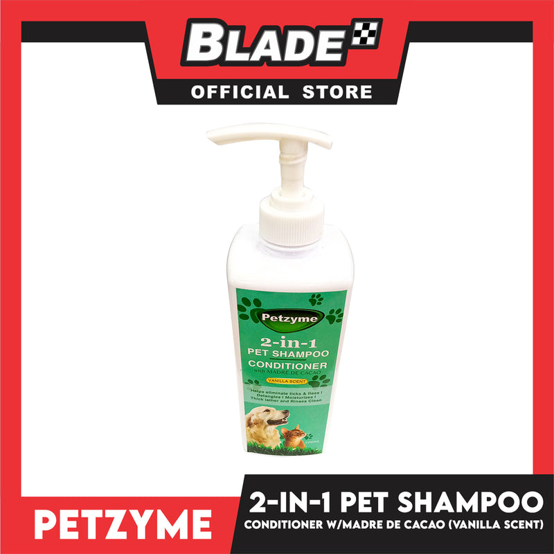 Petzyme 2 in 1 Pet Shampoo, Conditioner With Madre De Cacao (Vanilla Scent) Pets Grooming