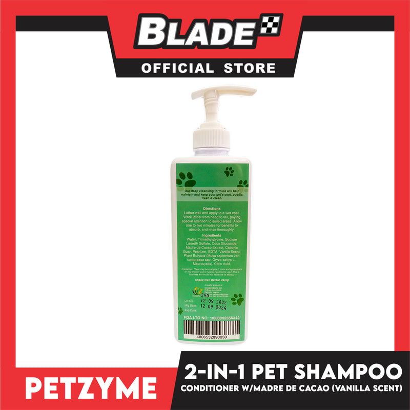 Petzyme 2 in 1 Pet Shampoo, Conditioner With Madre De Cacao (Vanilla Scent) Pets Grooming