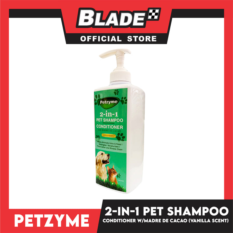 Petzyme 2 in 1 Pet Shampoo, Conditioner With Madre De Cacao (Vanilla Scent) Pets Grooming