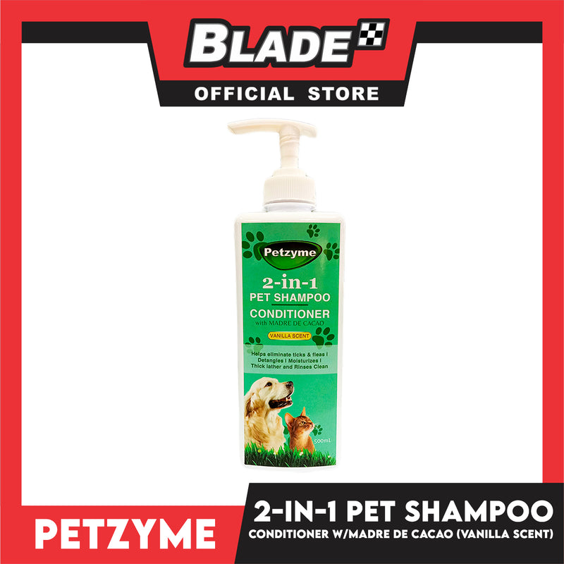 Petzyme 2 in 1 Pet Shampoo, Conditioner With Madre De Cacao (Vanilla Scent) Pets Grooming