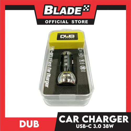 Dub Fast Car Charger DTC105 PD+QC3.0 PD Protocol 38W Total Power (Black) Led Energy For USB And Type-C Car Charger