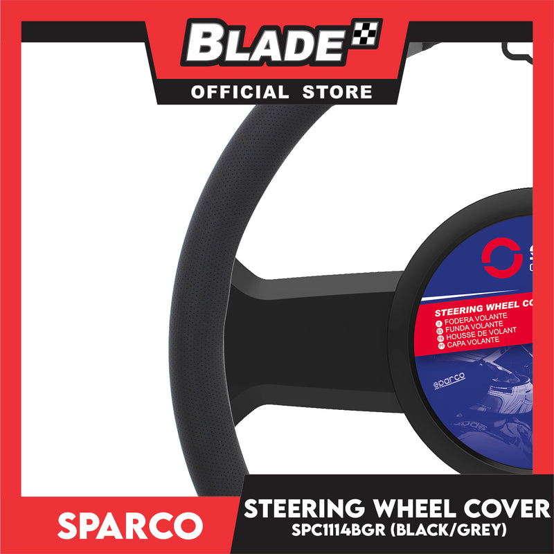 Sparco Steering Wheel Cover SPC1114GR (Black/Grey) for Toyota, Mitsubishi, Honda, Hyundai, Ford, Nissan, Suzuki, Isuzu, Kia, MG and more