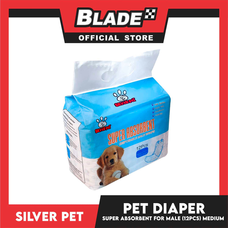 12pcs Silver Pet Super Absorbent Disposable Male Dog Wrap/ Diaper Medium