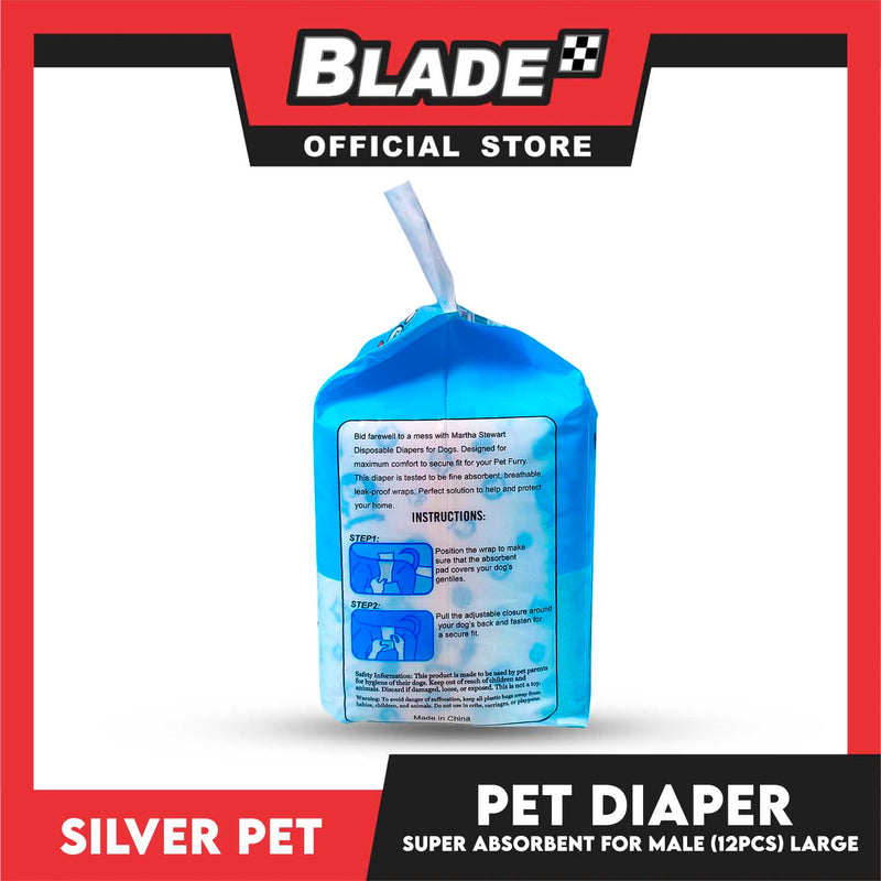 12pcs Silver Pet Super Absorbent Disposable Male Dog Wrap/ Diaper Large