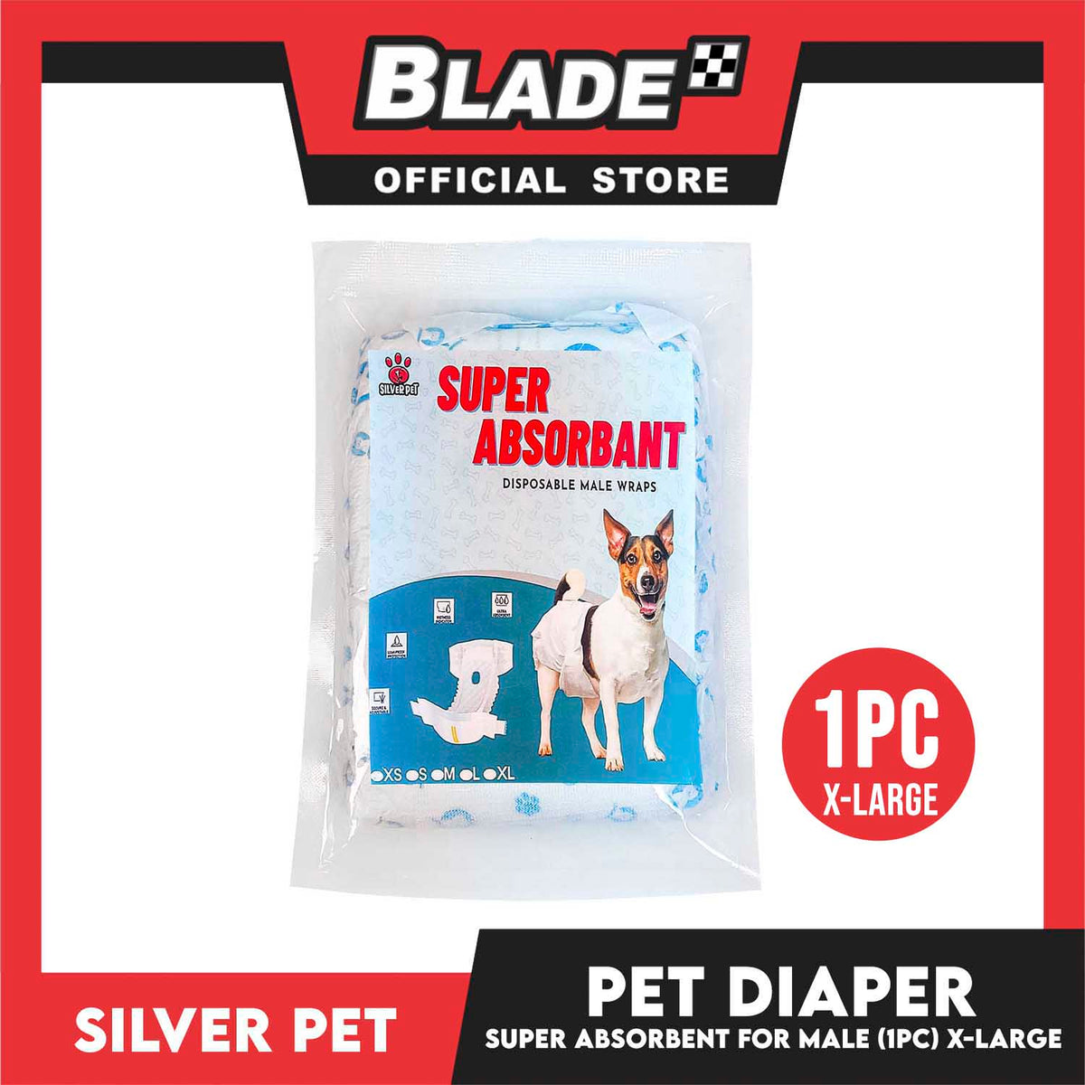 Silver Pet Super Absorbent Disposable Male Dog Wrap/ Diaper  Extra Large