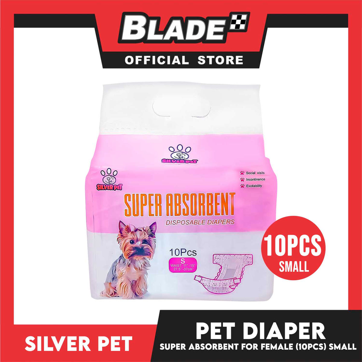 10pcs Silver Pet Super Absorbent Disposable Female Dog Wrap/ Diaper Small