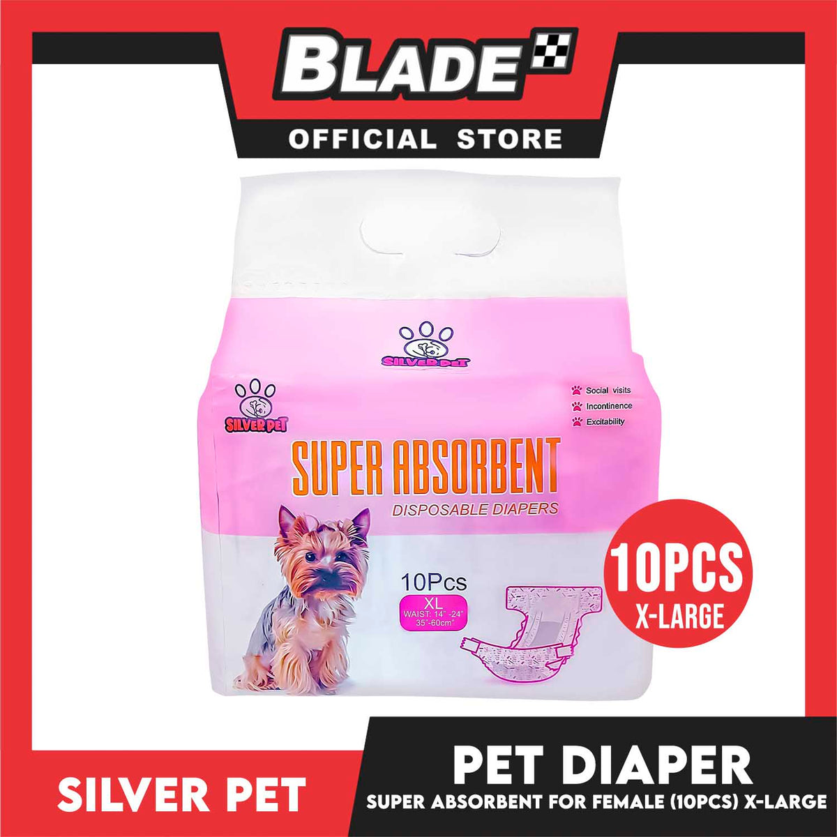 10pcs Silver Pet Super Absorbent Disposable Female Dog Wrap/ Diaper Extra Large