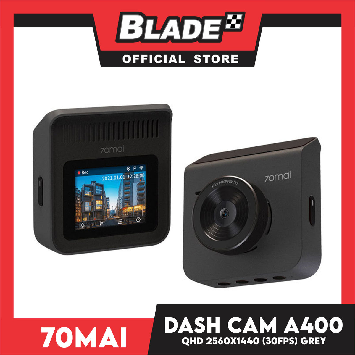 70mai Dash Cam A400 1440P Quad HD (Grey) A400