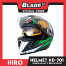 HIRO Helmet FU (Large) HD-701 Matte Black Rhyme Green Color (Modular)