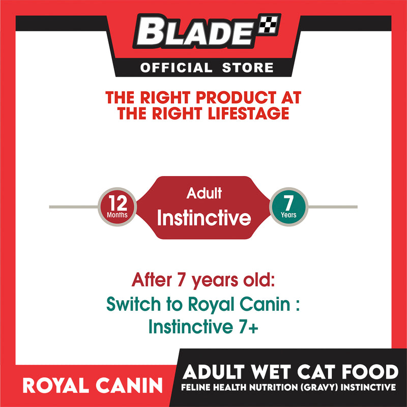 Royal Canin Instinctive Gravy (85g x 12) Adult Wet Cat Food - Feline Health Nutrition
