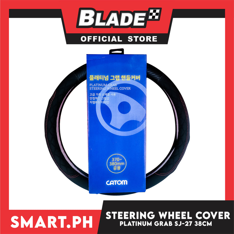 Catom Steering Wheel Cover Platinum Grab SJ-27 Carbon (Black Red) 380mm for Toyota, Mitsubishi, Honda, Hyundai, Ford, Nissan, Suzuki, Isuzu, Kia, MG and more