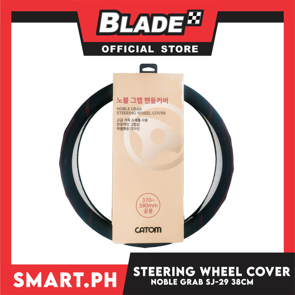 Catom Steering Wheel Cover Noble Grab SJ-29 (Black Red) 380mm for Toyota, Mitsubishi, Honda, Hyundai, Ford, Nissan, Suzuki, Isuzu, Kia, MG and more
