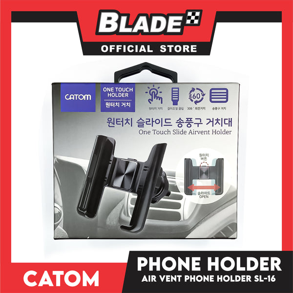 Catom One Touch Air Vent Car Mount Phone Slide Holder SL-16 Compatible With Any Smartphones