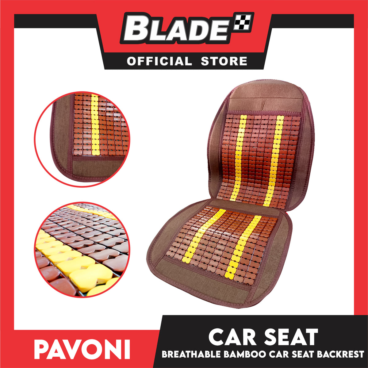 Pavoni Bamboo Car Seat 58cm x 45cm x 44cm Breathable Backrest Car Seat