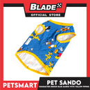 Pet Sando Clothes, Blue Color With Character Design, Yellow Piping DG-CTN128XL (XL)