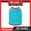 Pet Sando Clothes, Blue Stripes Paw Print With Yellow Piping DG-CTN130XL (XL)
