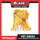 Pet Dress Clothes, Yellow Checkered With Black Buttons DG-CN131M (Medium)