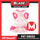Pet Dress Clothes, Floral Pink With Tangerine Skirt Dress DG-CTN134M (Medium)