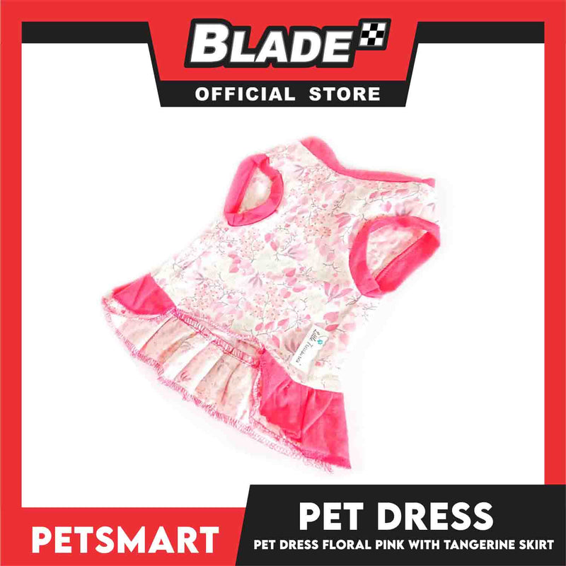 Pet Dress Clothes, Floral Pink With Tangerine Skirt Dress DG-CTN134M (Medium)