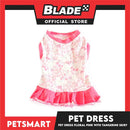 Pet Dress Clothes, Floral Pink With Tangerine Skirt Dress DG-CTN134L (Large)