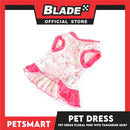 Pet Dress Clothes, Floral Pink With Tangerine Skirt Dress DG-CTN134L (Large)
