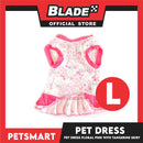 Pet Dress Clothes, Floral Pink With Tangerine Skirt Dress DG-CTN134L (Large)