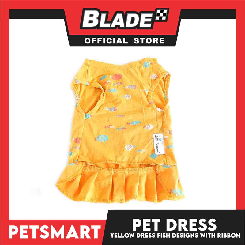 Pet Dress Clothes, Yellow Color Fish Design With Ribbon DG-CTN135M (Medium)