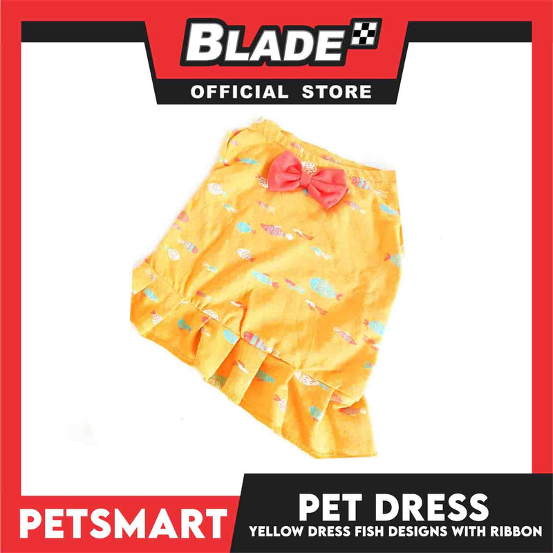 Pet Dress Clothes, Yellow Color Fish Design With Ribbon DG-CTN135XL (XL)