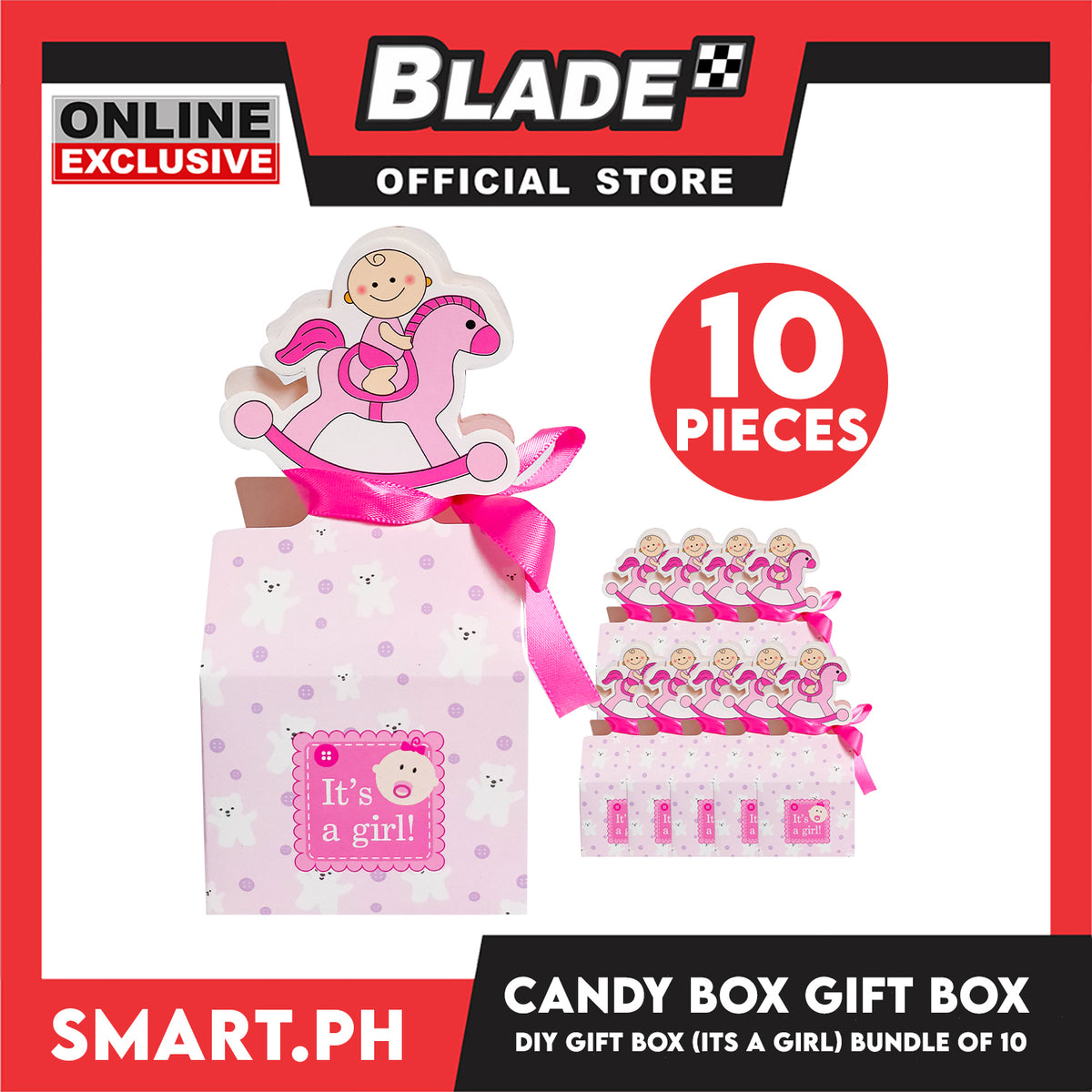 10pcs Candy Box DIY Gift Box Pink Color 12cm (It's A Girl) Perfect For Party Giveaway Or Souvenir