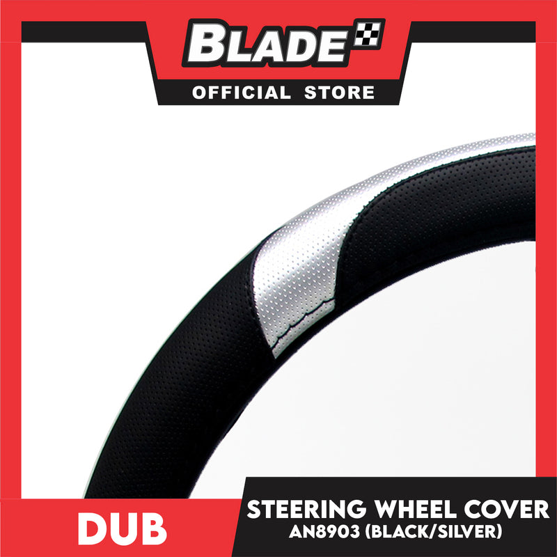 Dub Steering Wheel Cover AN8903 (Black/Silver) for Toyota, Mitsubishi, Honda, Hyundai, Ford, Nissan, Suzuki, Isuzu, Kia, MG and more