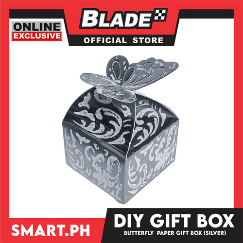 10pcs DIY Gift Box, Butterfly On Top Design Paper Gift Box, Small 6cm (Silver) Perfect For Party Giveaway Or Souvenir