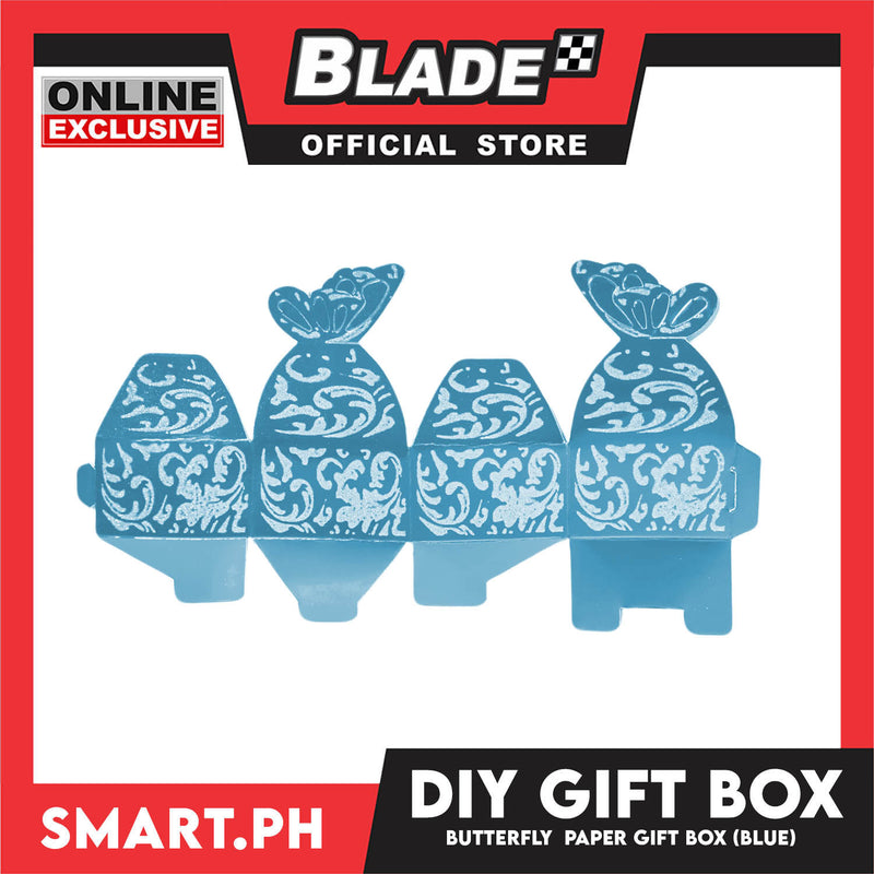 DIY Gift Box, Butterfly On Top Design Paper Gift Box, Small 6cm (Blue) Perfect For Party Giveaway Or Souvenir