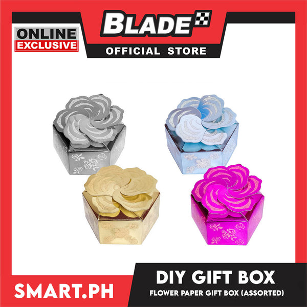 DIY Gift Box, Flower On Top Design Paper Gift Box 7cm (Assorted Colors) Perfect For Party Giveaway Or Souvenir