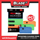 3pcs Micromagic MicroFiber Cleaning Towel 30cm x 30cm (Neon Pop) Scratch-Free, Washable