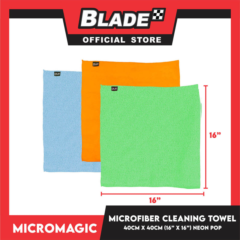 3pcs Micromagic MicroFiber Cleaning Towel 40cm x 40cm (Neon Pop) Scratch-Free, Washable