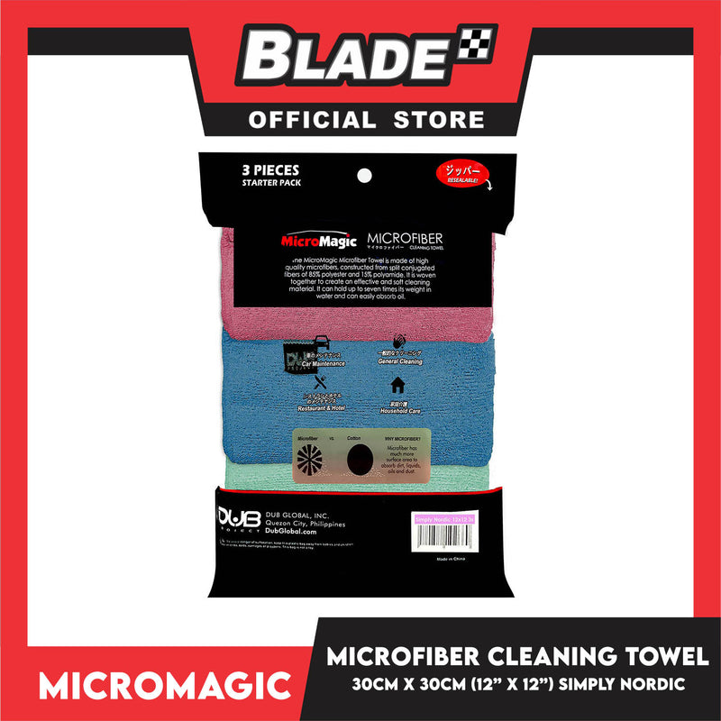 3pcs Micromagic MicroFiber Cleaning Towel 30cm x 30cm (Simply Nordic) Scratch-Free, Washable