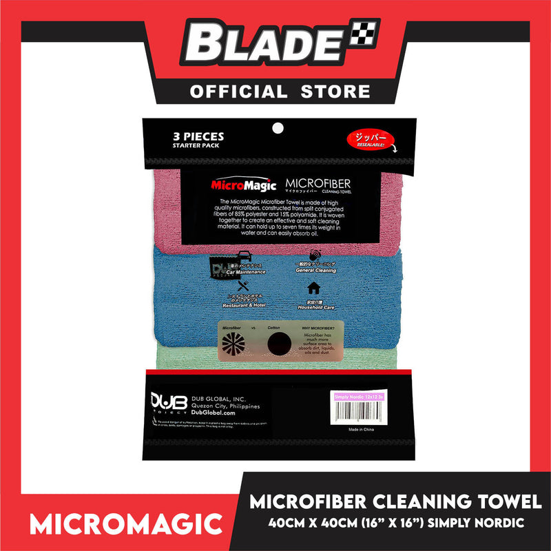 3pcs Micromagic MicroFiber Cleaning Towel 40cm x 40cm (Simply Nordic) Scratch-Free, Washable