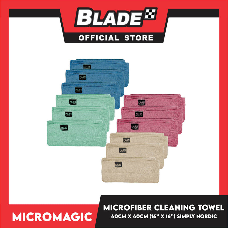 12pcs Micromagic MicroFiber Cleaning Towel 40cm x 40cm (Simply Nordic) Scratch-Free, Washable