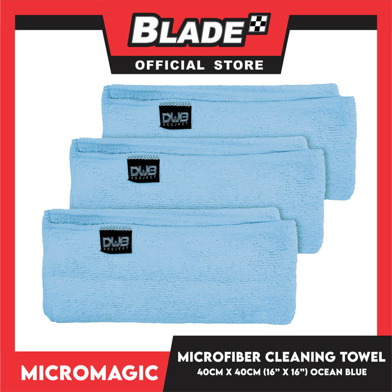 3pcs Micromagic MicroFiber Cleaning Towel 40cm x 40cm (Ocean Blue) Scratch-Free, Washable