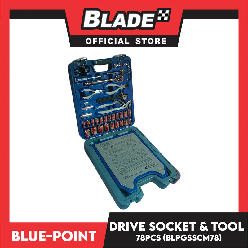 Blue Point Socket Blue-Point Drive Socket And Tool 78pcs Set 1/4' ' And 1/2' ' BLPGSSCM7 ...