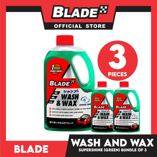 Blade Wash and Wax 1Liter (Bundle of 3)- Removes Dirt, Clean and Shine Your Car Surface