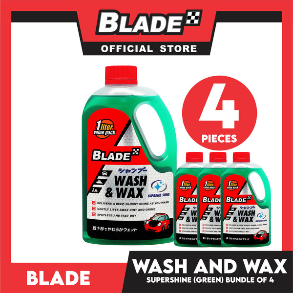 Blade Wash and Wax 1Liter (Bundle of 4)- Removes Dirt, Clean and Shine Your Car Surface