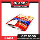 Ciao Pouch Tuna (Katsuo) And Chicken Fillet Topping Dried Bonito Flavor 40g (IC-204) Cat Wet Food