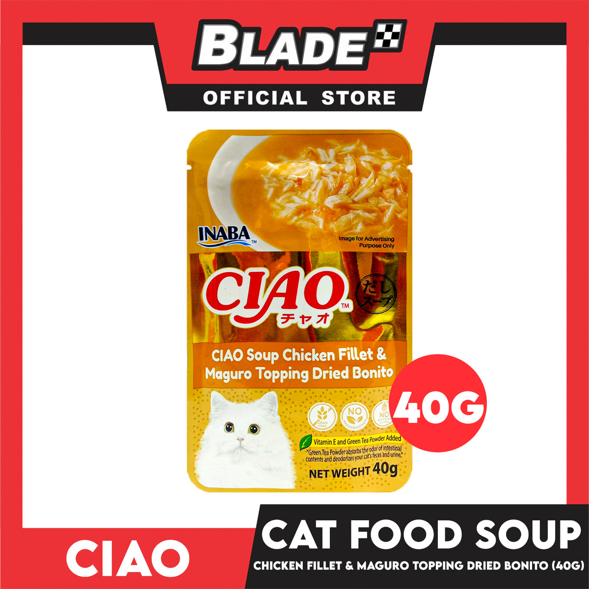 Ciao Soup Chicken Fillet And Maguro Topping Dried Bonito Flavor 40g (IC-216) Cat Wet Food